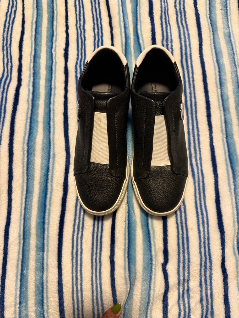 Karl Lagerfeld Black and White Slip-On Sneakers